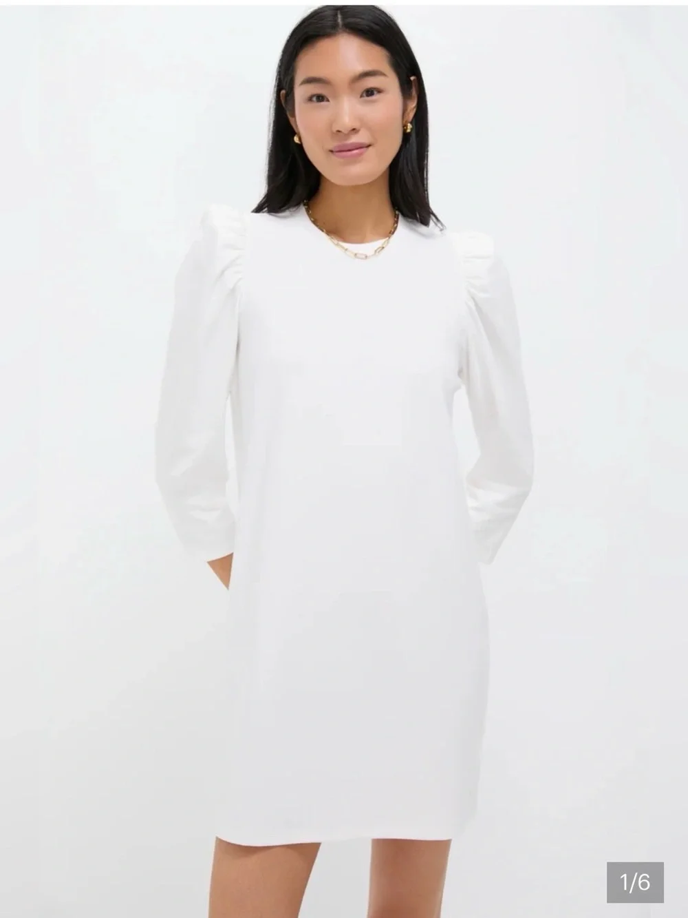 Pomander Place White Vesty Puff-Sleeve Mini Dress